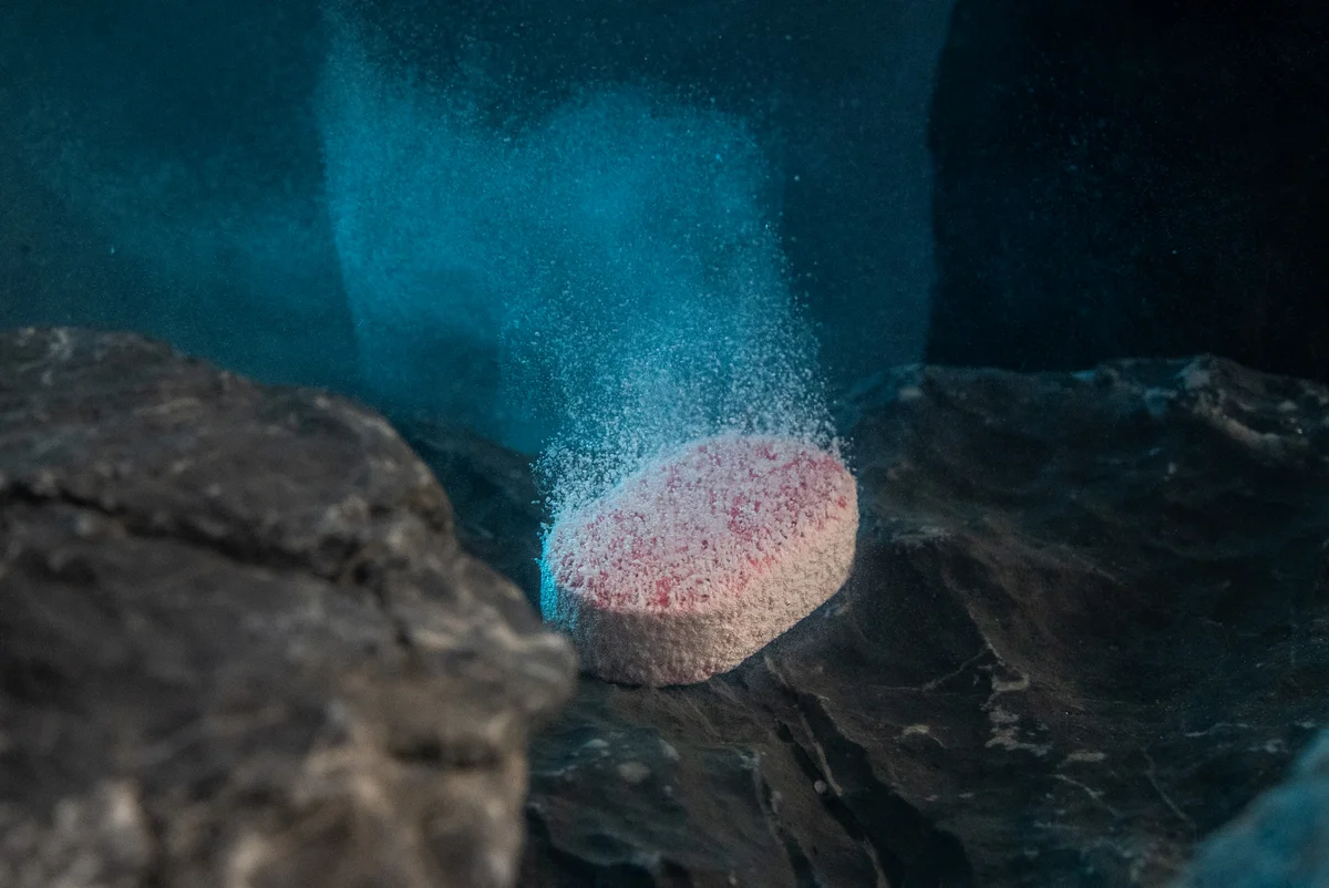 Tablet dissolving in bucket